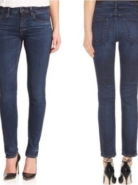 Helmut Lang Women’s Mid-Rise Ankle Skinny Jeans Dark Indigo Wash Size 28 Stretch